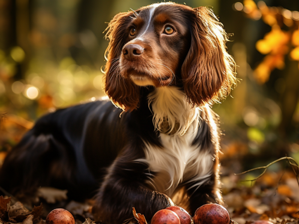 dog with conkers for autumn safety advice