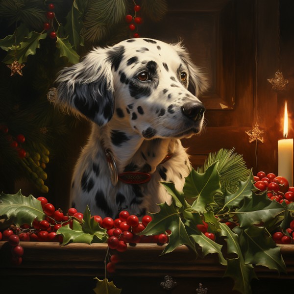 image of holly for image of dog for article on Christmas plants that are toxic to dogs