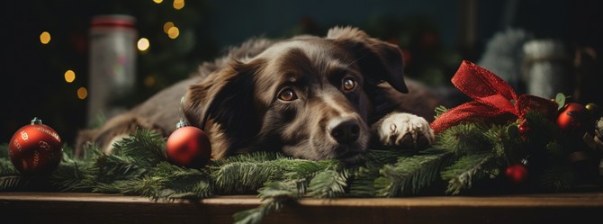 image of dog for article on Christmas plants that are toxic to dogs