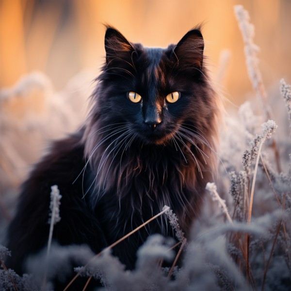 image of norweigian forest cat outside for article on do cats get cold