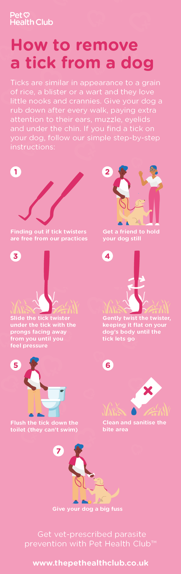 Infographic on how to remove ticks from a dog