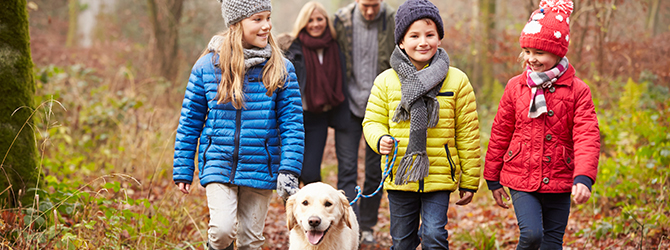 Family with a dog